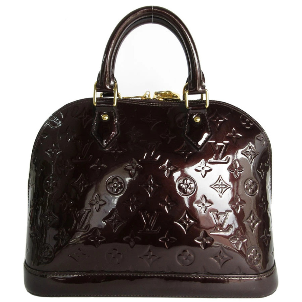 Louis Vuitton Monogram Handbag Alma Patent Amarante Vernis Vernis Leather Brown